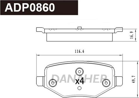 Danaher ADP0860 - Тормозные колодки, дисковые, комплект autodnr.net