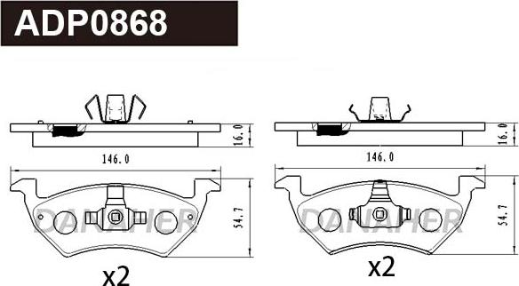 Danaher ADP0868 - Тормозные колодки, дисковые, комплект autodnr.net