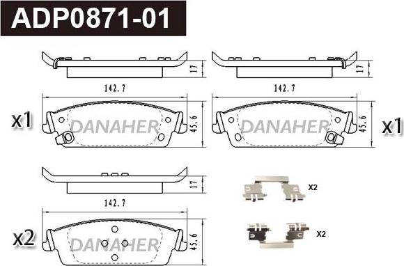 Danaher ADP0871-01 - Гальмівні колодки, дискові гальма autocars.com.ua