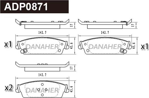 Danaher ADP0871 - Гальмівні колодки, дискові гальма autocars.com.ua