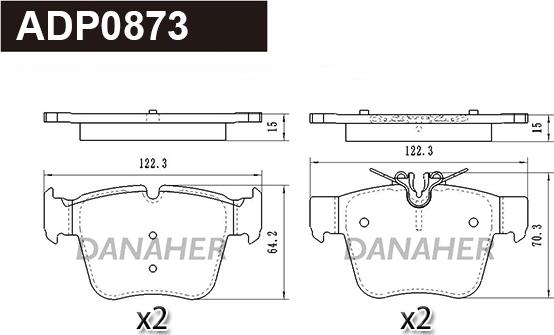 Danaher ADP0873 - Гальмівні колодки, дискові гальма autocars.com.ua