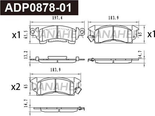 Danaher ADP0878-01 - Гальмівні колодки, дискові гальма autocars.com.ua