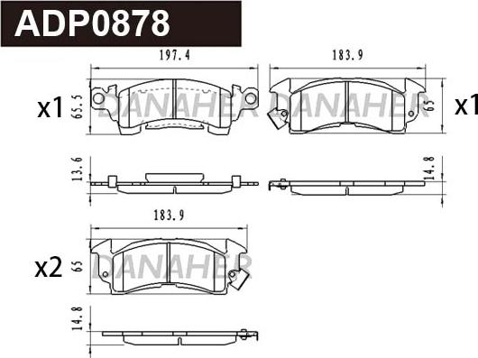 Danaher ADP0878 - Гальмівні колодки, дискові гальма autocars.com.ua