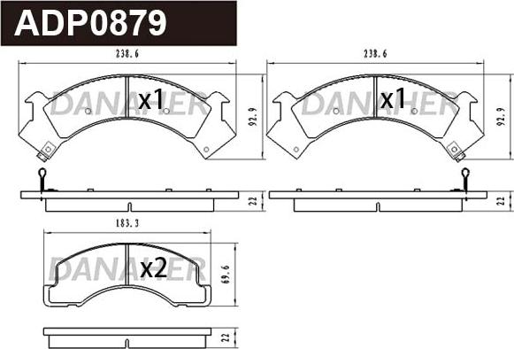 Danaher ADP0879 - Гальмівні колодки, дискові гальма autocars.com.ua