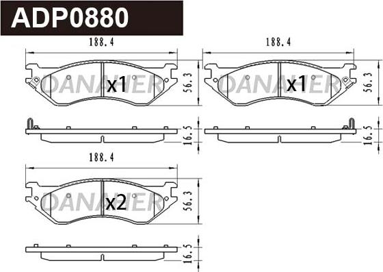 Danaher ADP0880 - Гальмівні колодки, дискові гальма autocars.com.ua