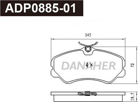 Danaher ADP0885-01 - Гальмівні колодки, дискові гальма autocars.com.ua