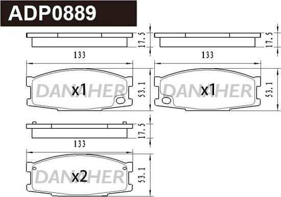 Danaher ADP0889 - Гальмівні колодки, дискові гальма autocars.com.ua