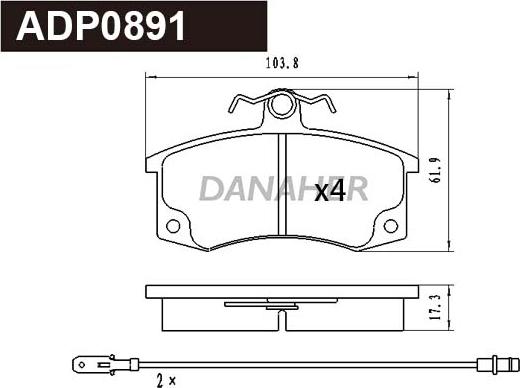 Danaher ADP0891 - Гальмівні колодки, дискові гальма autocars.com.ua