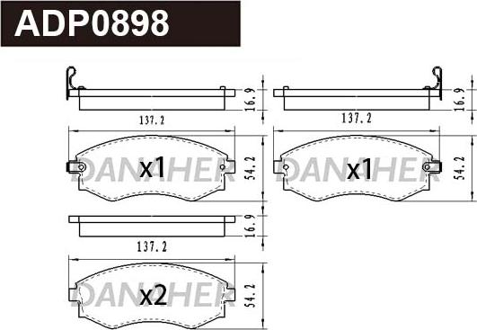 Danaher ADP0898 - Гальмівні колодки, дискові гальма autocars.com.ua