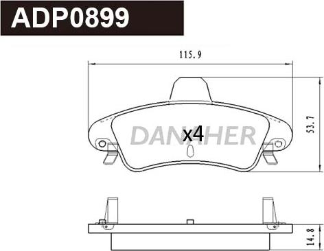 Danaher ADP0899 - Гальмівні колодки, дискові гальма autocars.com.ua