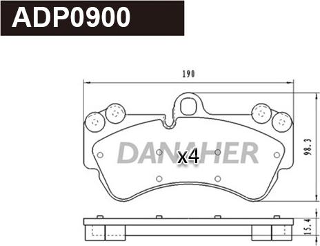 Danaher ADP0900 - Гальмівні колодки, дискові гальма autocars.com.ua