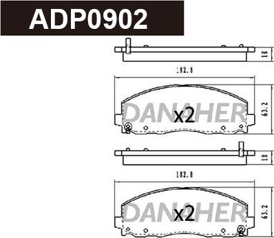Danaher ADP0902 - Гальмівні колодки, дискові гальма autocars.com.ua