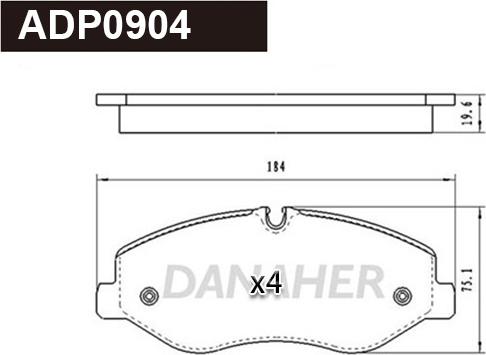 Danaher ADP0904 - Гальмівні колодки, дискові гальма autocars.com.ua