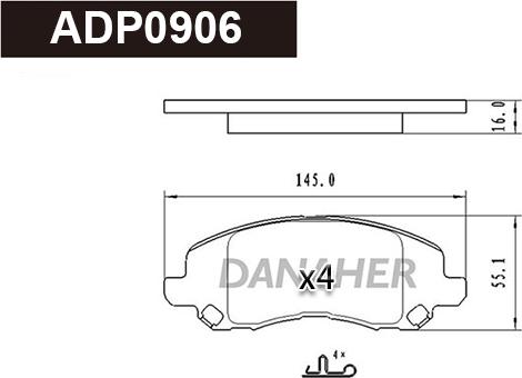 Danaher ADP0906 - Тормозные колодки, дисковые, комплект autodnr.net