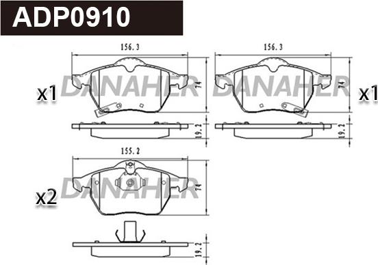 Danaher ADP0910 - Тормозные колодки, дисковые, комплект autodnr.net