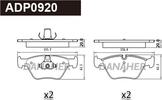 Danaher ADP0920 - Гальмівні колодки, дискові гальма autocars.com.ua