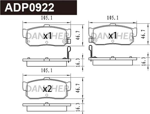 Danaher ADP0922 - Гальмівні колодки, дискові гальма autocars.com.ua