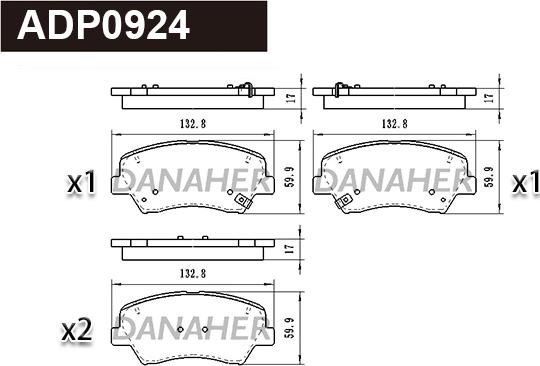 Danaher ADP0924 - Гальмівні колодки, дискові гальма autocars.com.ua