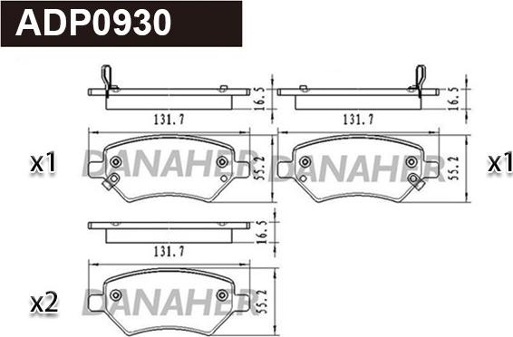 Danaher ADP0930 - Гальмівні колодки, дискові гальма autocars.com.ua