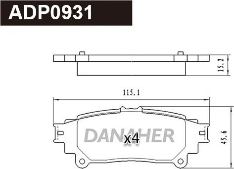 Danaher ADP0931 - Гальмівні колодки, дискові гальма autocars.com.ua