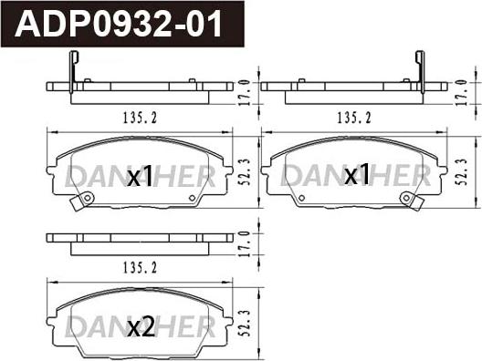 Danaher ADP0932-01 - Гальмівні колодки, дискові гальма autocars.com.ua