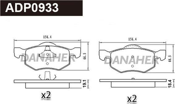 Danaher ADP0933 - Тормозные колодки, дисковые, комплект autodnr.net