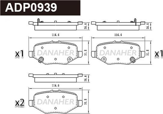 Danaher ADP0939 - Гальмівні колодки, дискові гальма autocars.com.ua