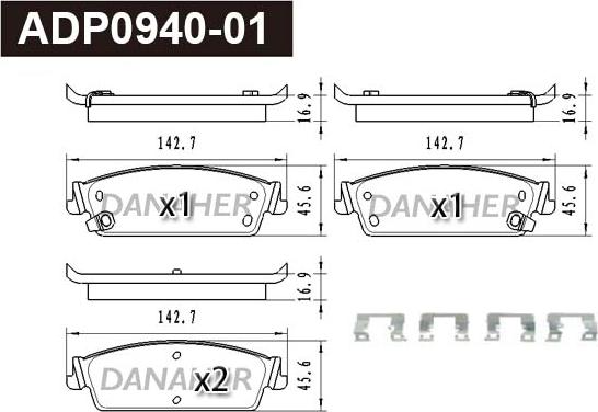 Danaher ADP0940-01 - Гальмівні колодки, дискові гальма autocars.com.ua