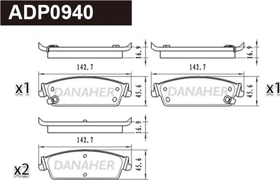 Danaher ADP0940 - Гальмівні колодки, дискові гальма autocars.com.ua