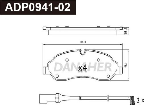 Danaher ADP0941-02 - Гальмівні колодки, дискові гальма autocars.com.ua