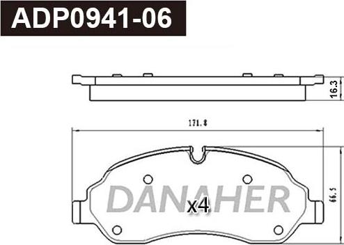 Danaher ADP0941-06 - Гальмівні колодки, дискові гальма autocars.com.ua