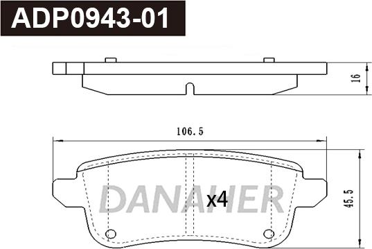 Danaher ADP0943-01 - Гальмівні колодки, дискові гальма autocars.com.ua