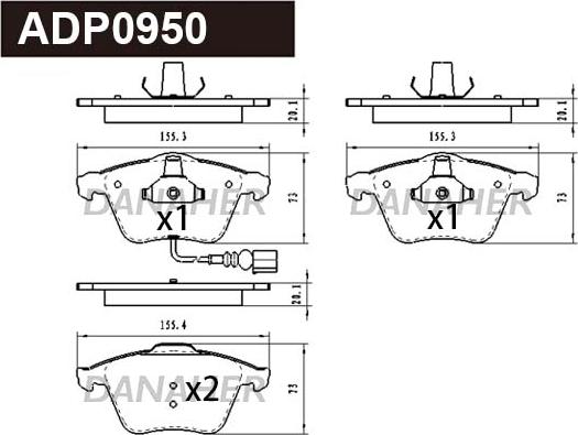 Danaher ADP0950 - Гальмівні колодки, дискові гальма autocars.com.ua