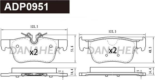 Danaher ADP0951 - Гальмівні колодки, дискові гальма autocars.com.ua