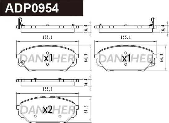 Danaher ADP0954 - Тормозные колодки, дисковые, комплект autodnr.net