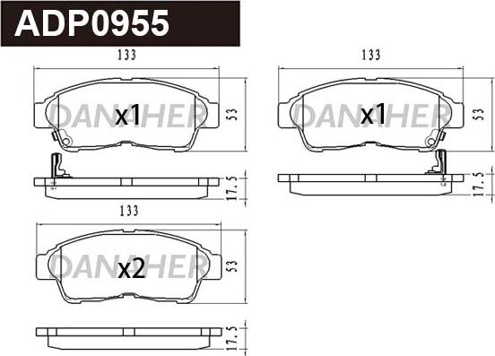 Danaher ADP0955 - Гальмівні колодки, дискові гальма autocars.com.ua