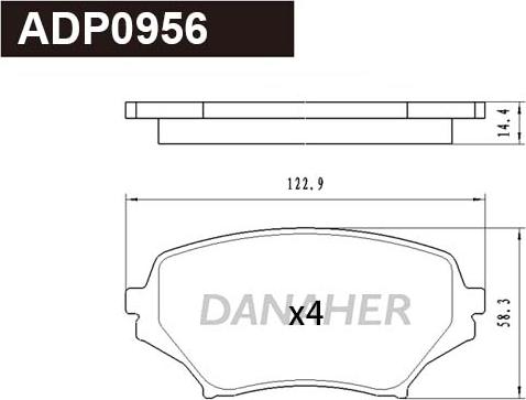 Danaher ADP0956 - Тормозные колодки, дисковые, комплект autodnr.net