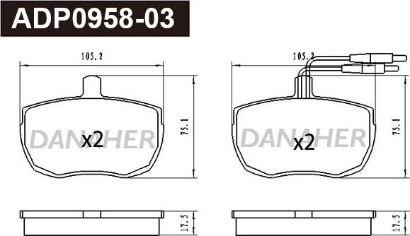 Danaher ADP0958-03 - Гальмівні колодки, дискові гальма autocars.com.ua