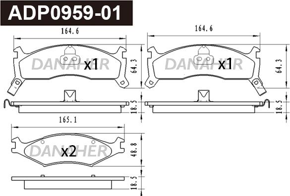 Danaher ADP0959-01 - Гальмівні колодки, дискові гальма autocars.com.ua