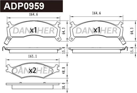 Danaher ADP0959 - Гальмівні колодки, дискові гальма autocars.com.ua