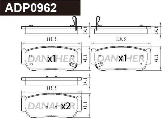 Danaher ADP0962 - Гальмівні колодки, дискові гальма autocars.com.ua