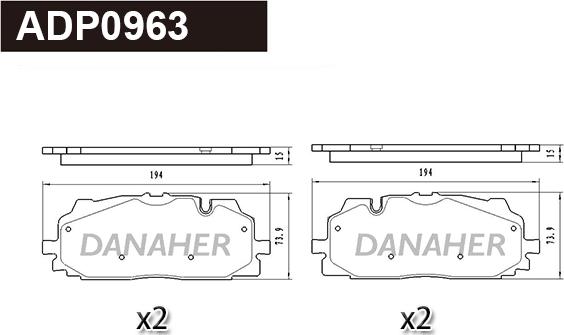 Danaher ADP0963 - Гальмівні колодки, дискові гальма autocars.com.ua