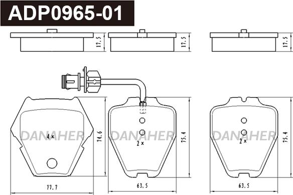 Danaher ADP0965-01 - Гальмівні колодки, дискові гальма autocars.com.ua
