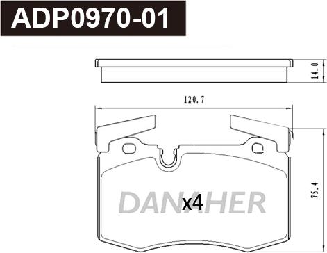 Danaher ADP0970-01 - Гальмівні колодки, дискові гальма autocars.com.ua