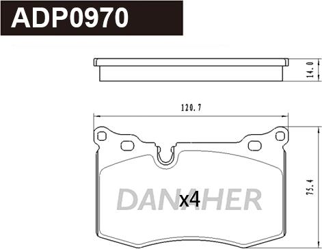 Danaher ADP0970 - Гальмівні колодки, дискові гальма autocars.com.ua
