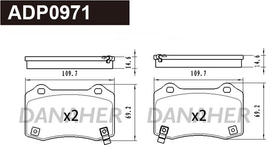 Danaher ADP0971 - Гальмівні колодки, дискові гальма autocars.com.ua