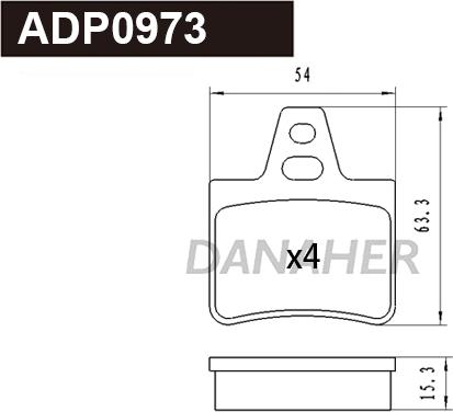 Danaher ADP0973 - Гальмівні колодки, дискові гальма autocars.com.ua