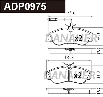 Danaher ADP0975 - Гальмівні колодки, дискові гальма autocars.com.ua