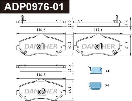 Danaher ADP0976-01 - Гальмівні колодки, дискові гальма autocars.com.ua