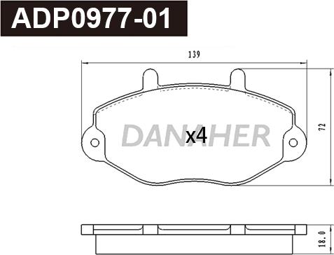 Danaher ADP0977-01 - Гальмівні колодки, дискові гальма autocars.com.ua